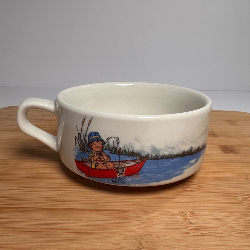 1980s Campbell’s Soup “Fishing Boy” Soup Mug Vintage Cottage Crock